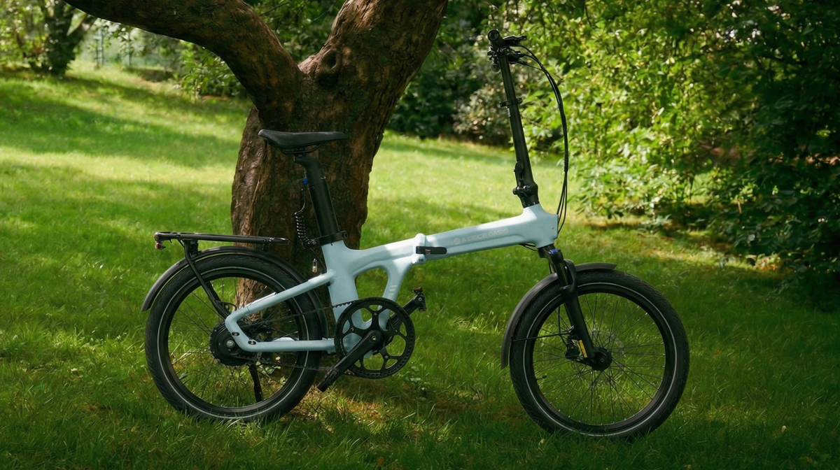 ADO Air 20 Ultra folding electric bike on grass