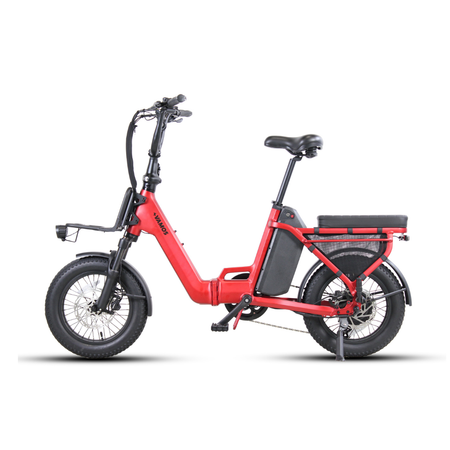 Red Vamos Doblez Folding Compact Electric Fat Tyre Bike Non Drive Side